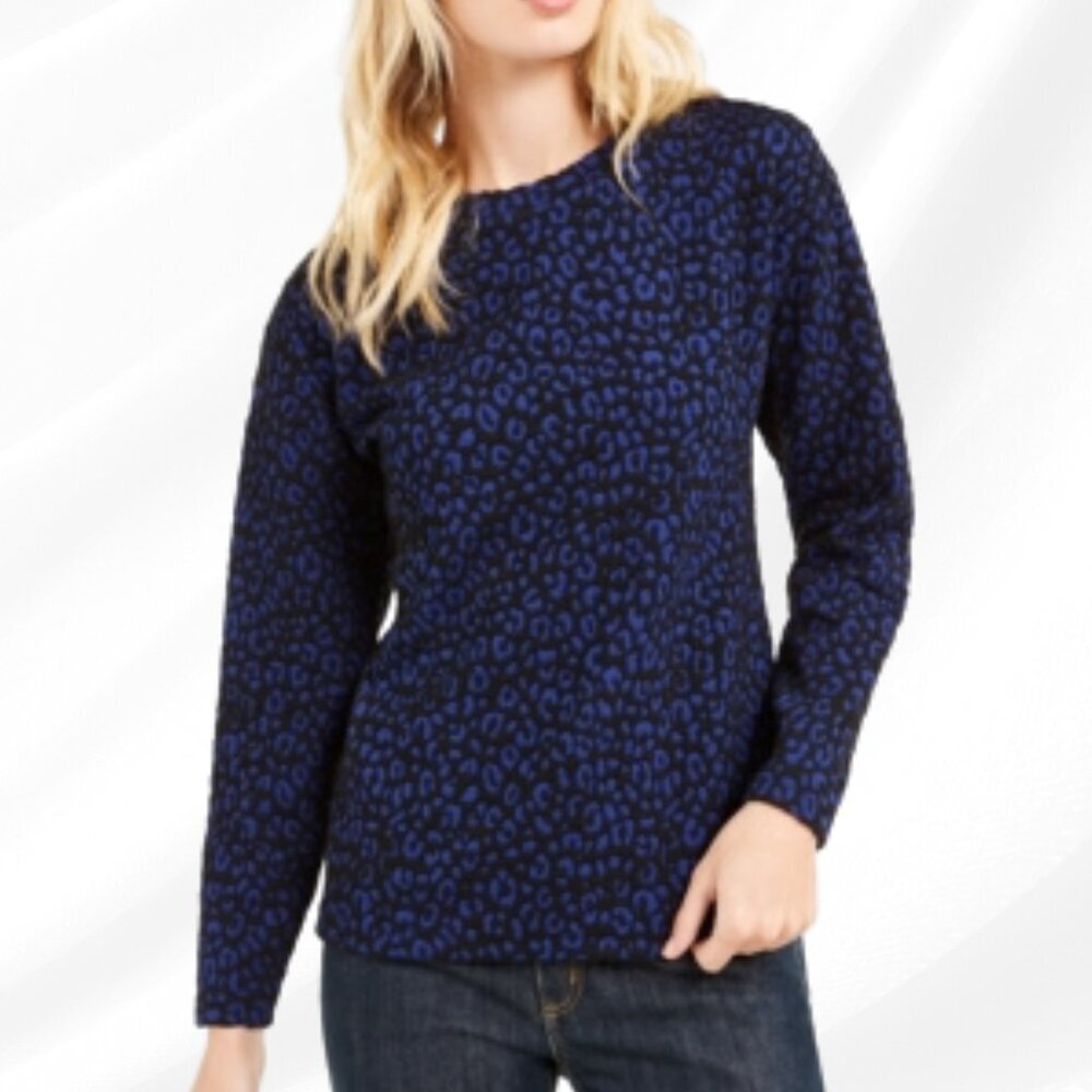 2/$50 Michael Kors Jacquard Cat Print Top Petite NWT